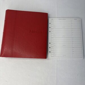 VTG Hallmark Red Faux Leather Embossed Address Book NOS Refill Sheets